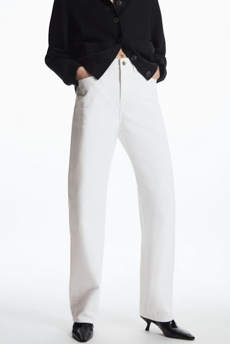 COS Column Jeans - Straight Women's Trousers White | ZQ33-V0ZG