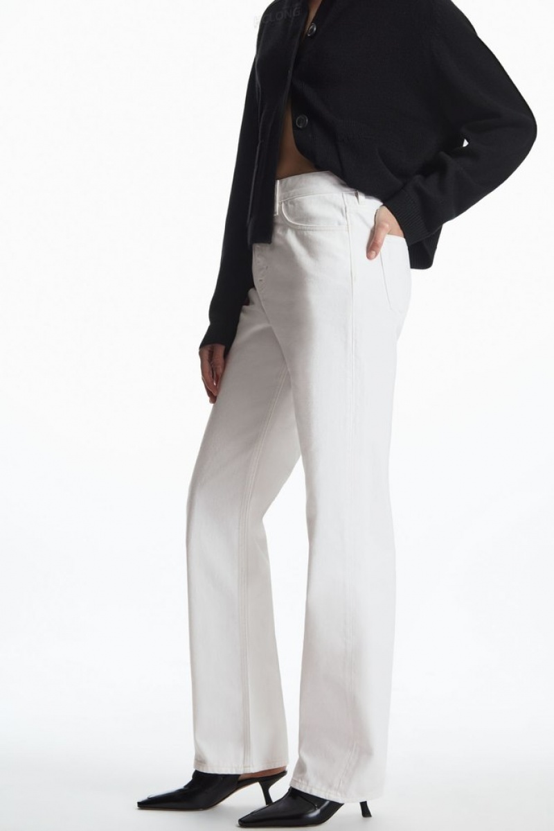 COS Column Jeans - Straight Women's Trousers White | ZQ33-V0ZG