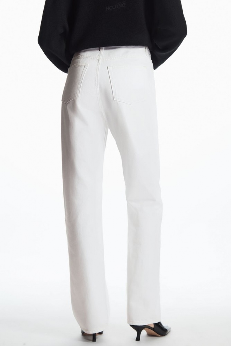 COS Column Jeans - Straight Women's Trousers White | ZQ33-V0ZG