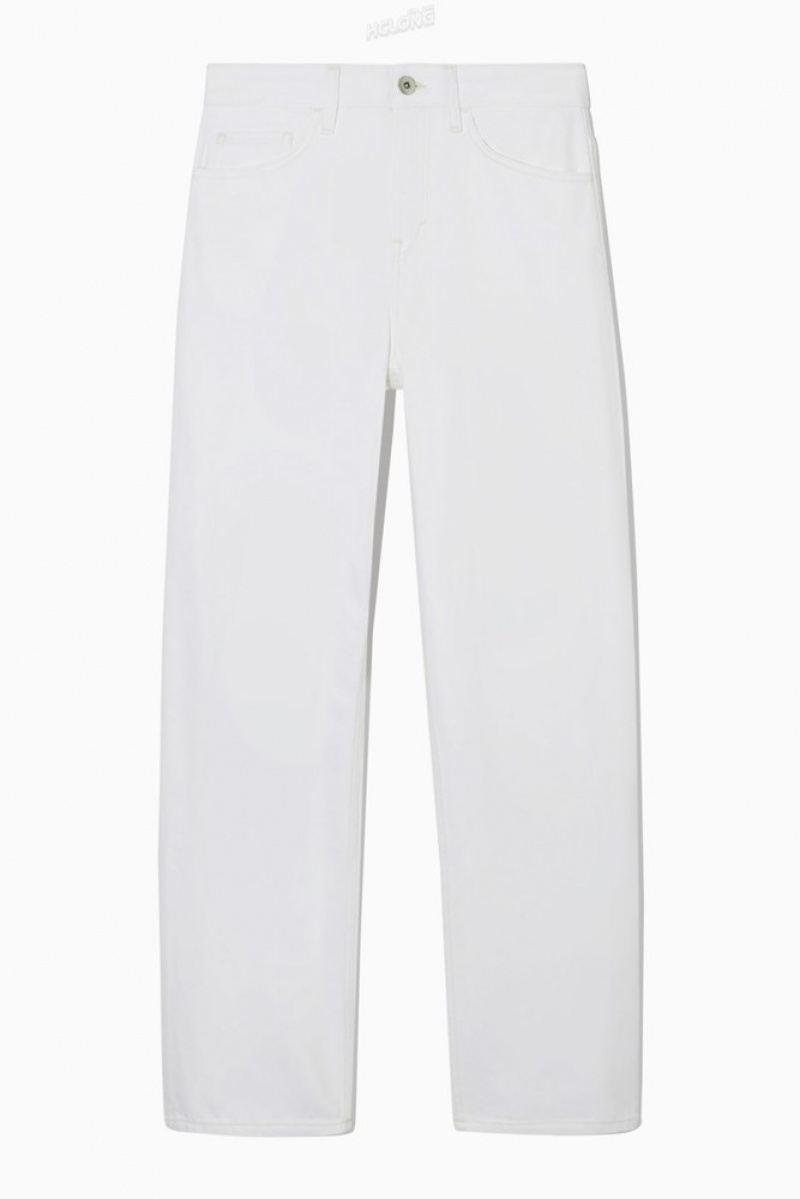 COS Column Jeans - Straight Women's Trousers White | ZQ33-V0ZG