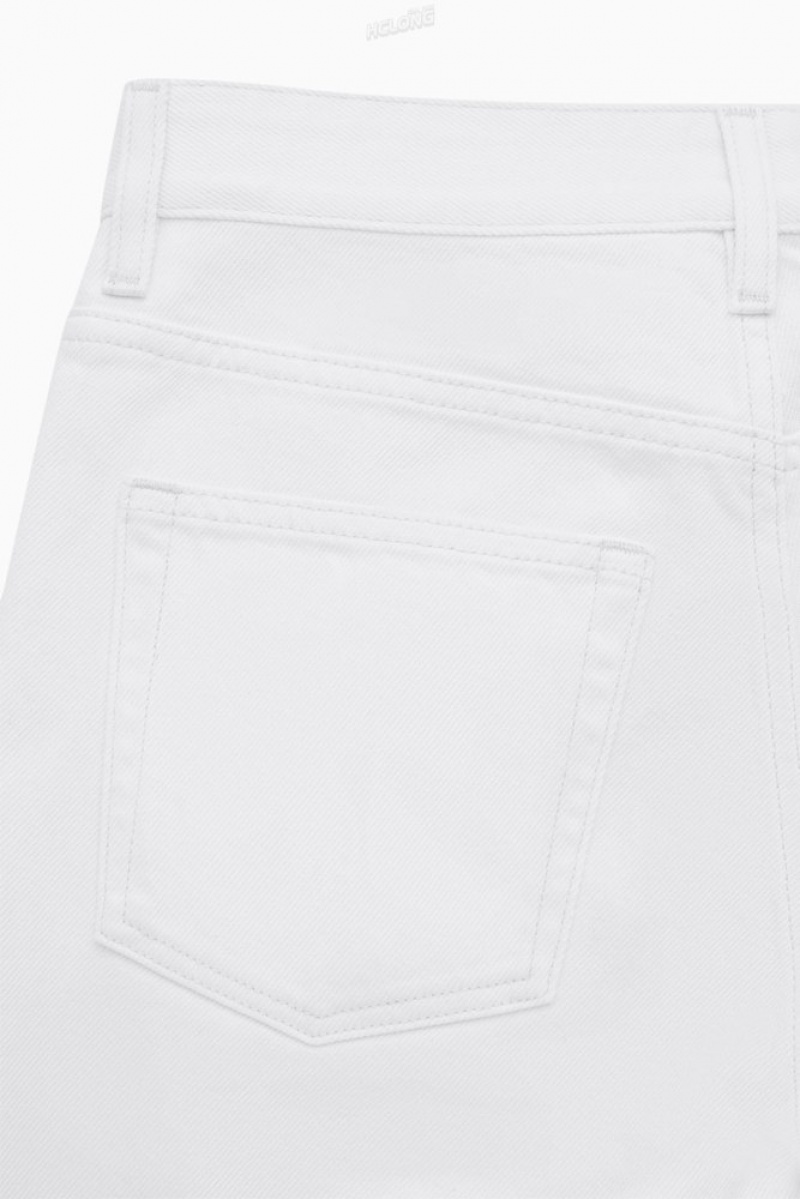 COS Column Jeans - Straight Women's Trousers White | ZQ33-V0ZG