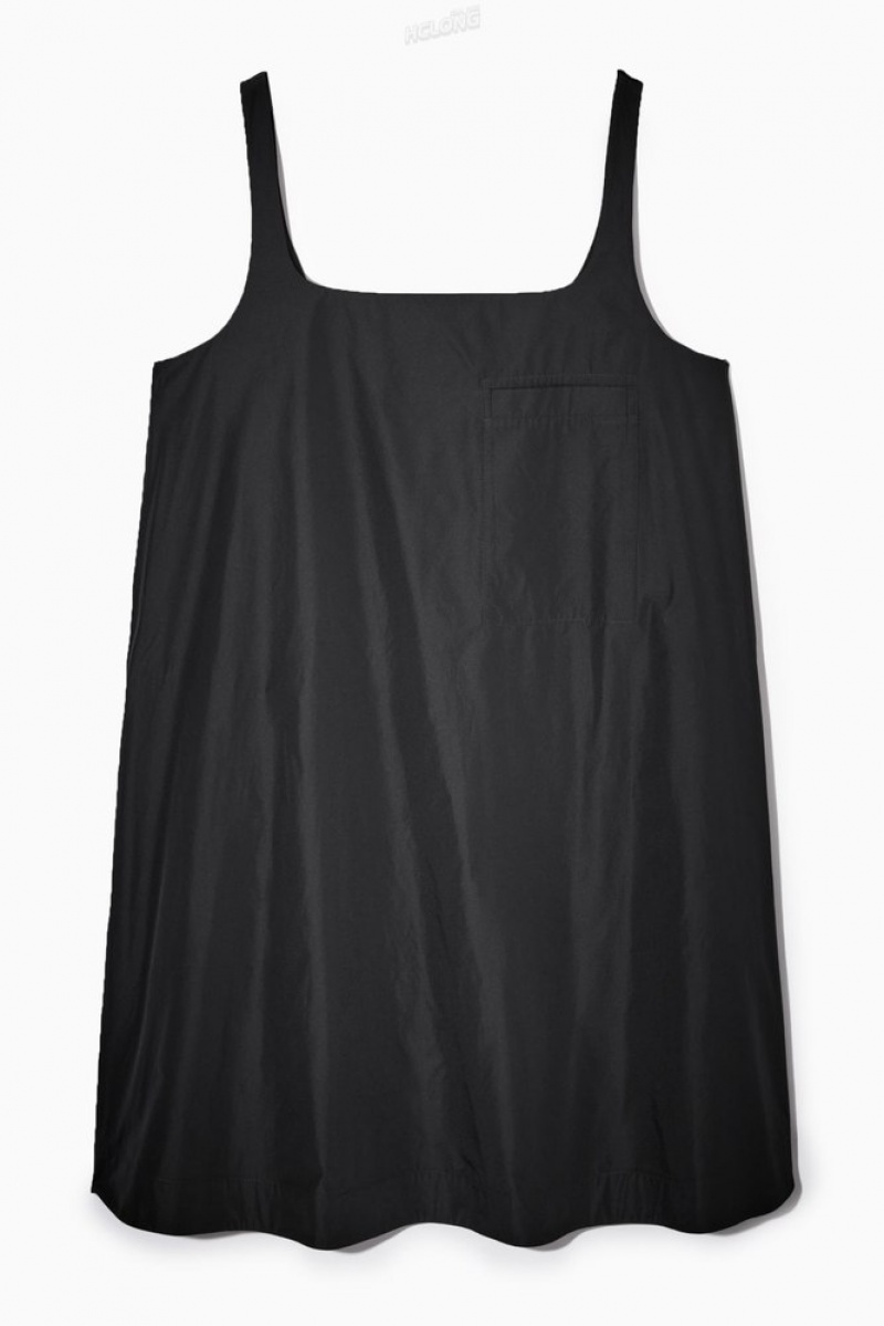 COS Contrast-Panel Mini Dress Women's Dresses Black | DO75-W6EV