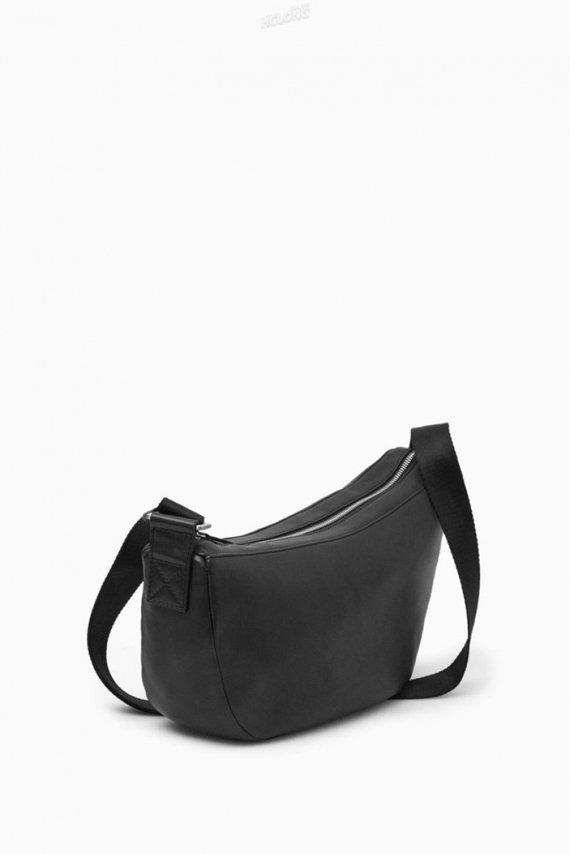 COS Crescent Crossbody - Leather Men's Bags & Wallets Black | NC90-U5RD