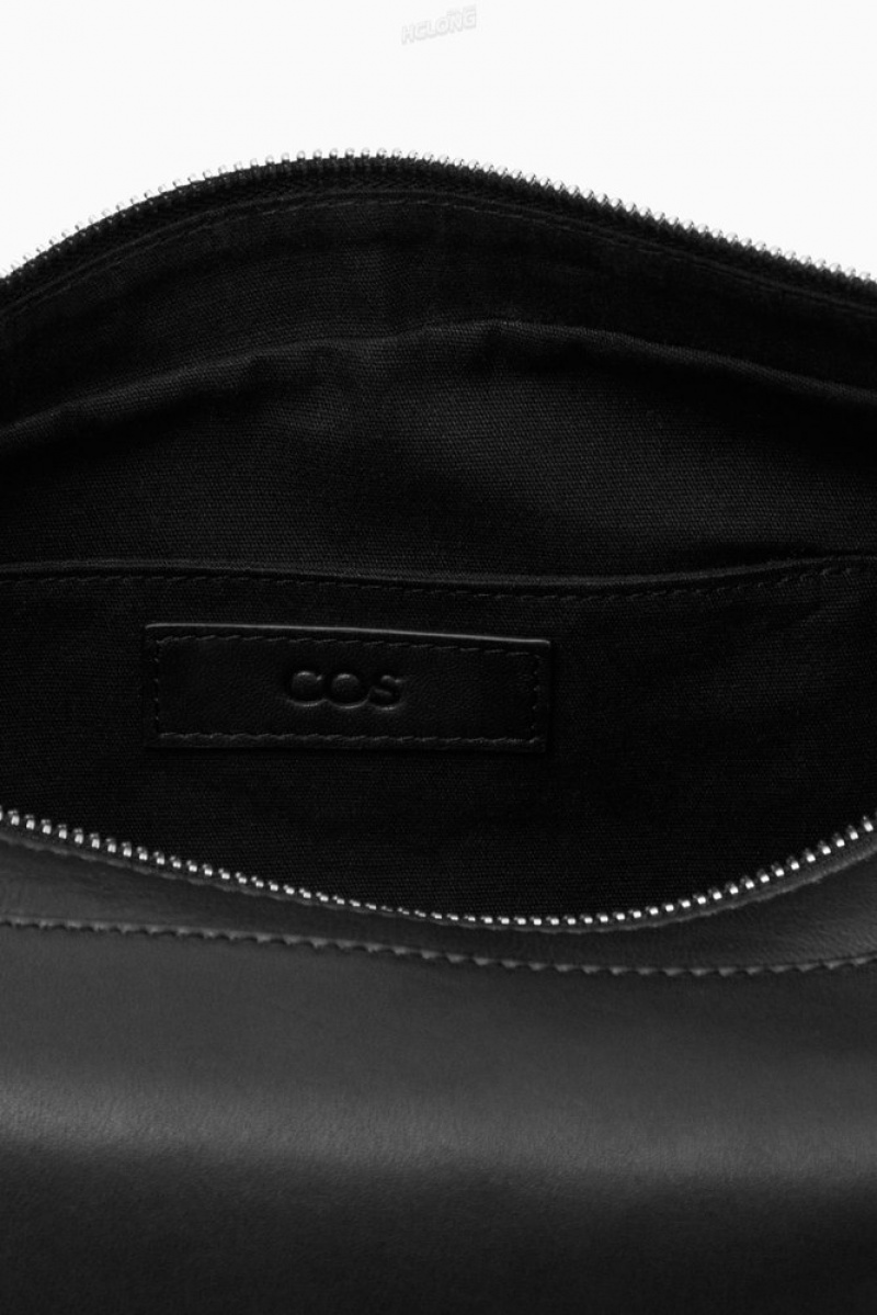 COS Crescent Crossbody - Leather Men's Bags & Wallets Black | NC90-U5RD