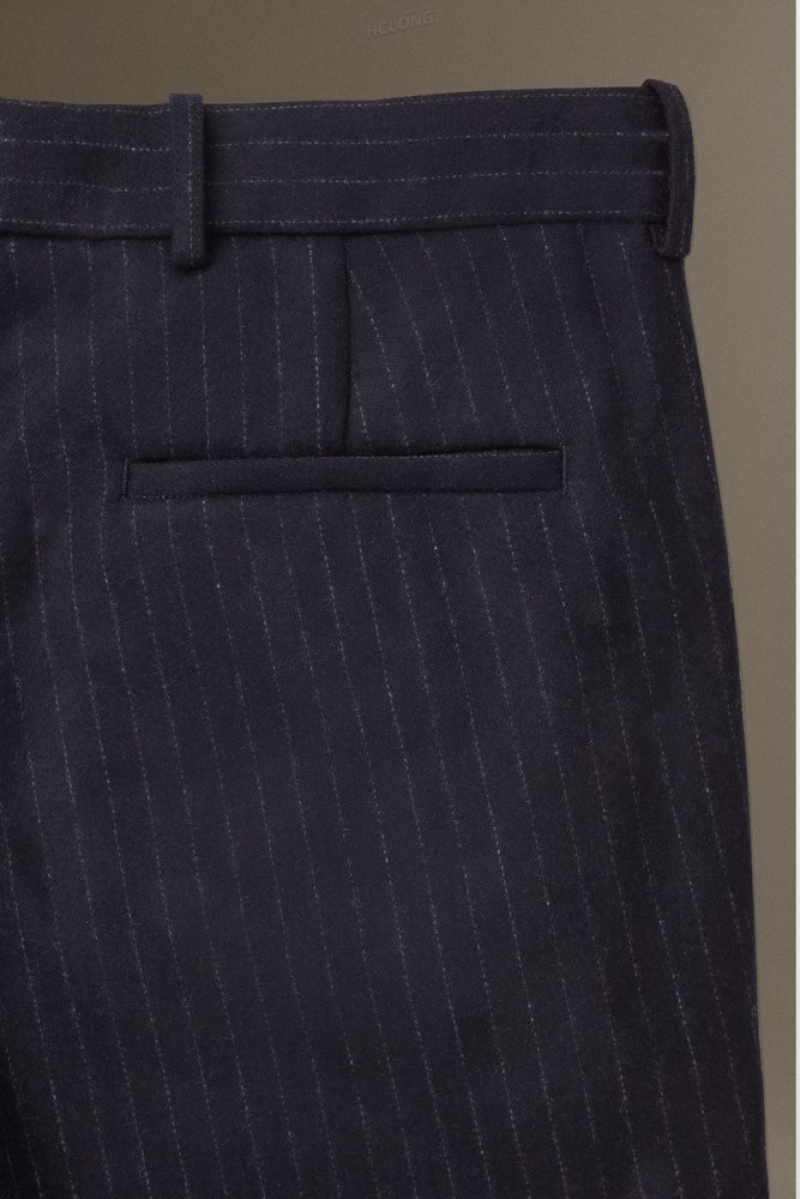 COS Cropped Pinstriped Wool Trousers - Straight Men's Suit Pants Navy / Pinstriped | FS17-G2GP