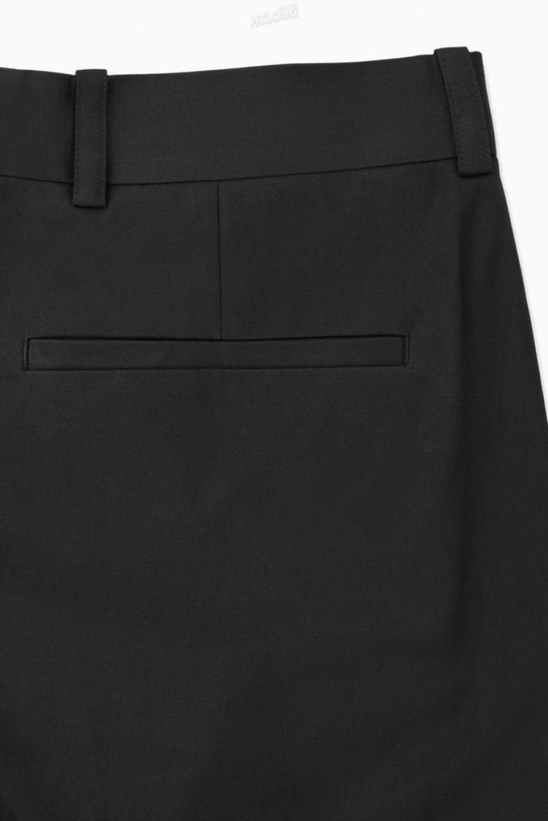 COS Cropped Straight-Leg Twill Pants Men's Pants Black | CA20-X7XL