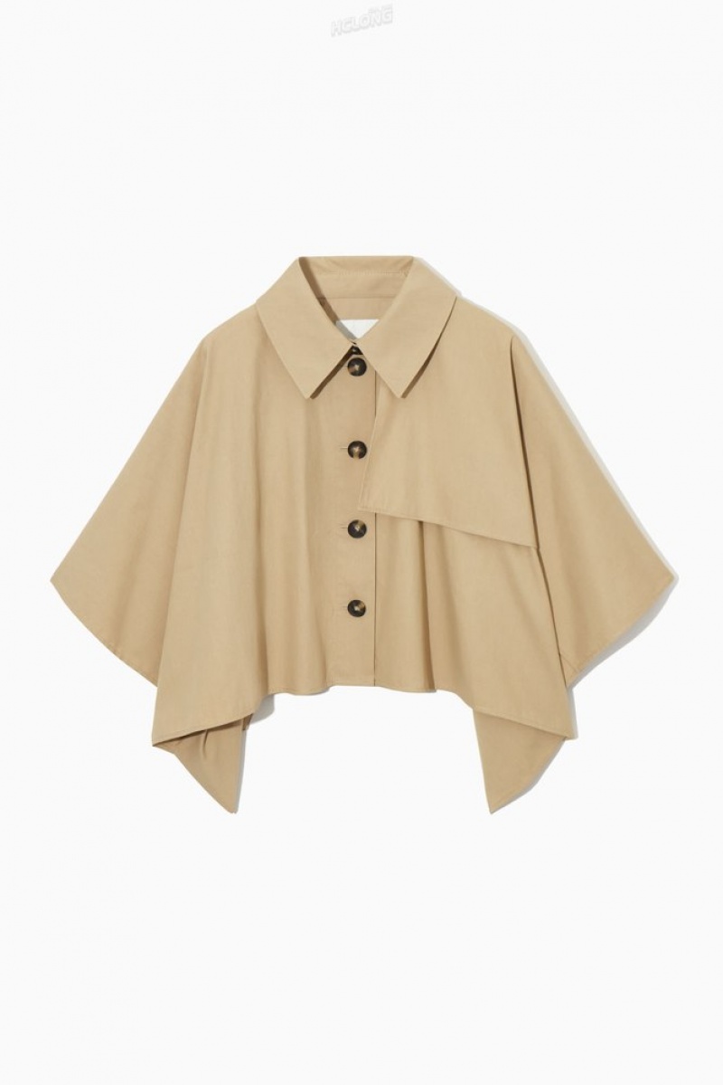 COS Cropped Trench Coat Cape Women's Coats & Jackets Light Beige | FR19-V9AE