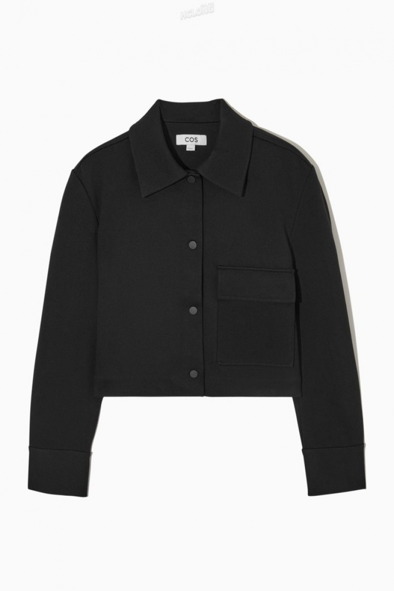 COS Cropped Twill Jacket Women's Coats & Jackets Black | YE37-L3FK