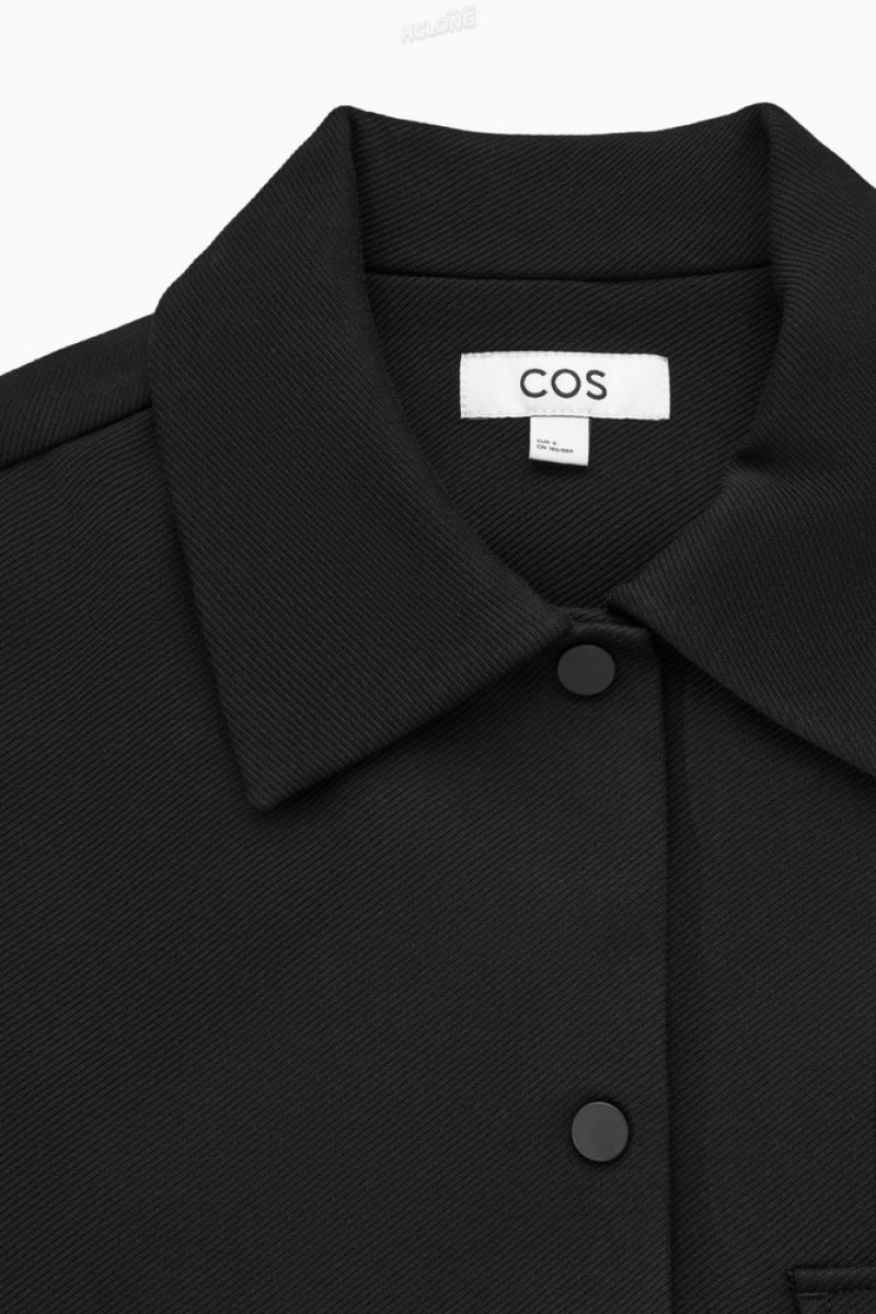 COS Cropped Twill Jacket Women's Coats & Jackets Black | YE37-L3FK