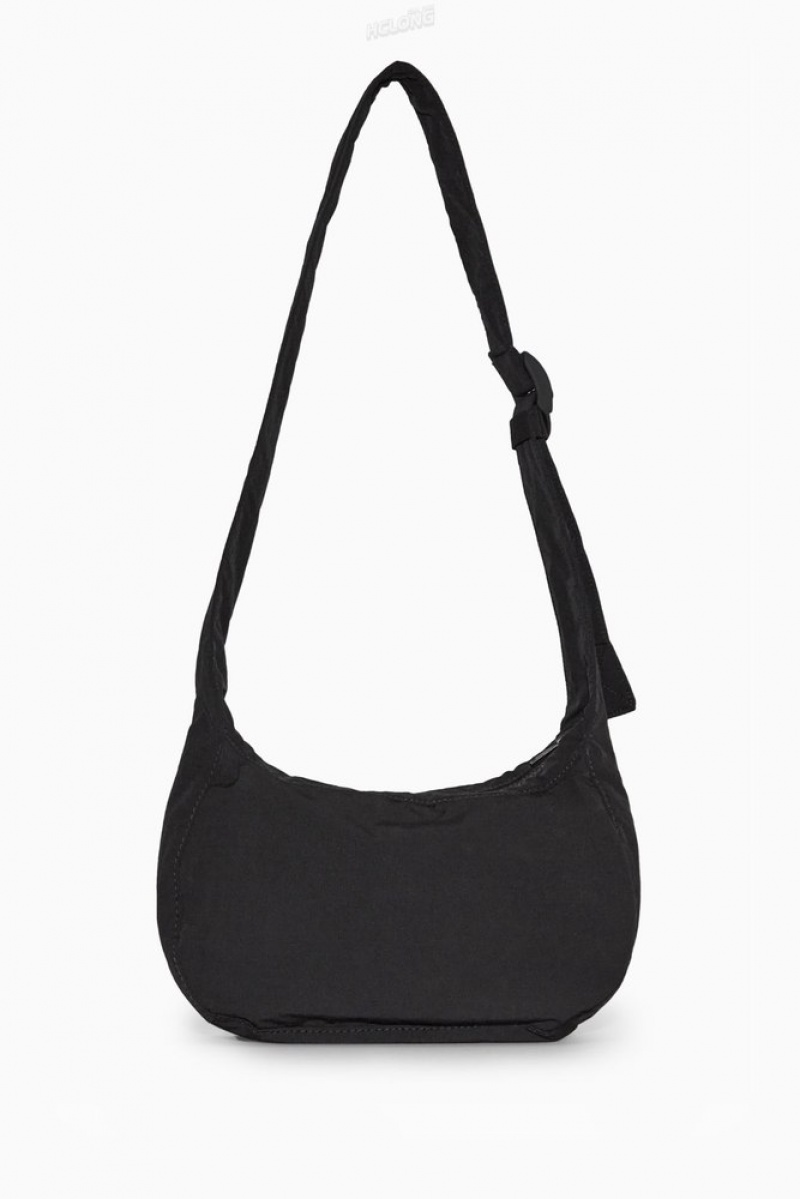 COS Crossbody Saddle Bag - Nylon Men's Bags & Wallets Black | ME06-P3IM