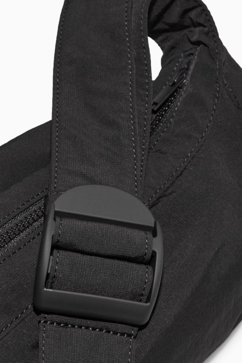 COS Crossbody Saddle Bag - Nylon Men's Bags & Wallets Black | ME06-P3IM