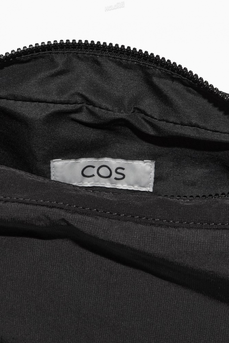 COS Crossbody Saddle Bag - Nylon Men's Bags & Wallets Black | ME06-P3IM