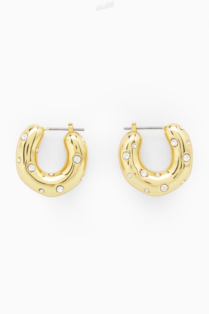 COS Crystal-Embellished Chunky Hoop Earrings Women's Jewelry & Jewellery Gold | UO97-X4RK