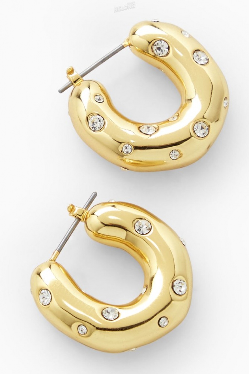 COS Crystal-Embellished Chunky Hoop Earrings Women's Jewelry & Jewellery Gold | UO97-X4RK