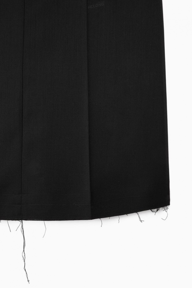 COS Deconstructed Wool-Blend Midi Pencil Skirt Women's Skirts Black | OD87-K2WD