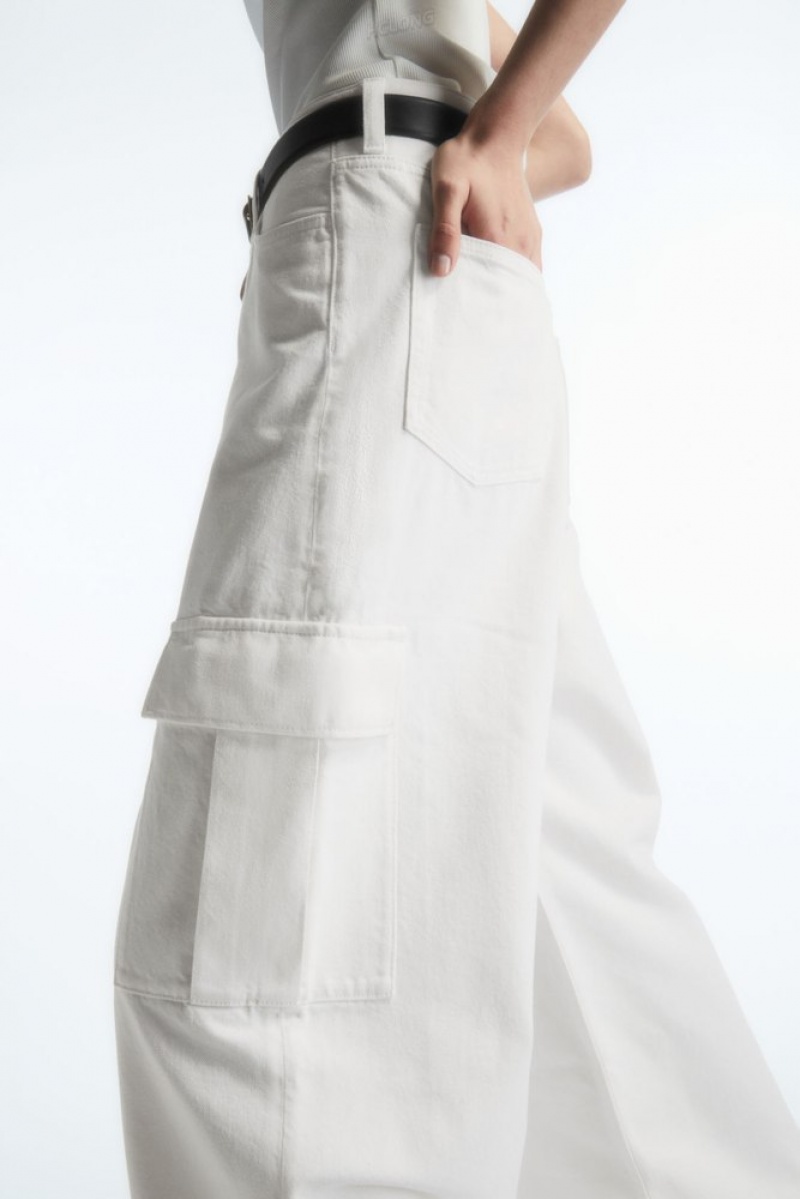 COS Denim Cargo Pants Women's Jeans Off-White | FE13-U8EL