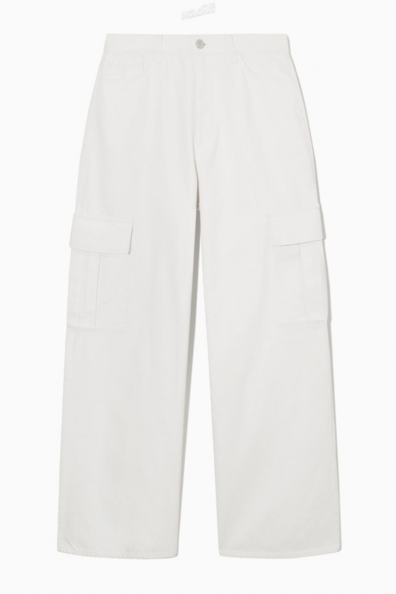 COS Denim Cargo Pants Women's Jeans Off-White | FE13-U8EL