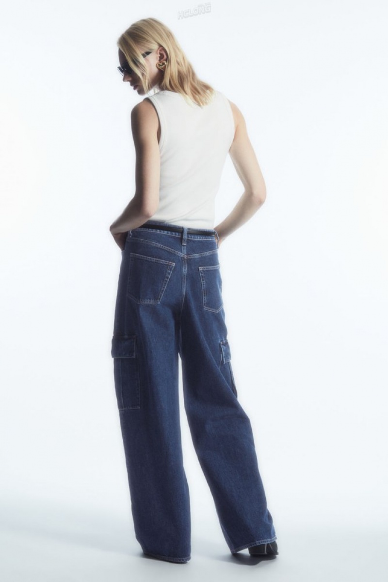 COS Denim Cargo Trousers Women's Trousers Off-White | TE30-G3BQ