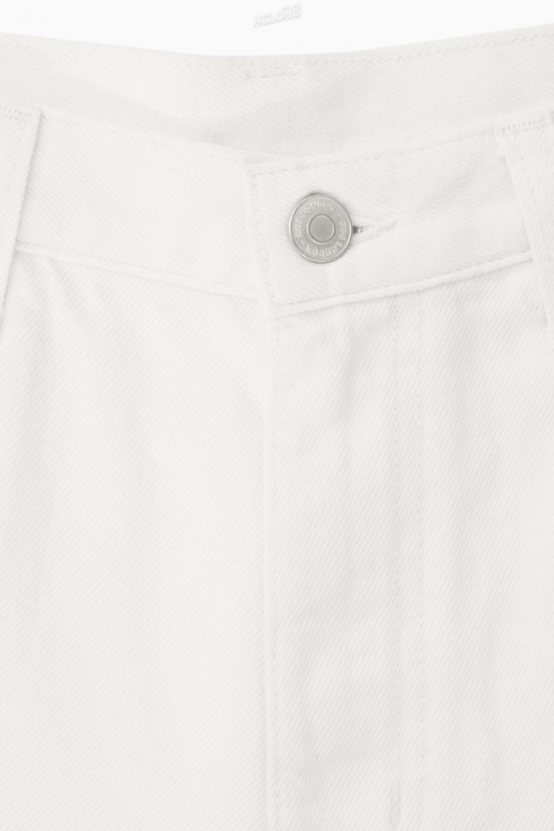 COS Denim Cargo Trousers Women's Trousers Off-White | OL51-C4KJ