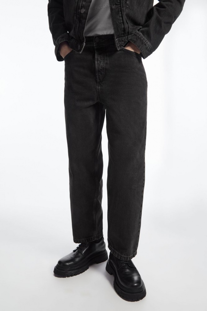 COS Dome Jeans - Straight/Ankle Length Men's Trousers Black | VR83-G7PO