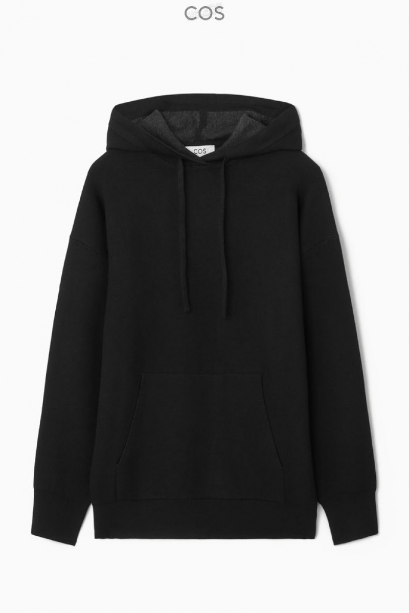 COS Double-Faced Knitted Hoodie Women's Tops Black | GQ64-P7OO