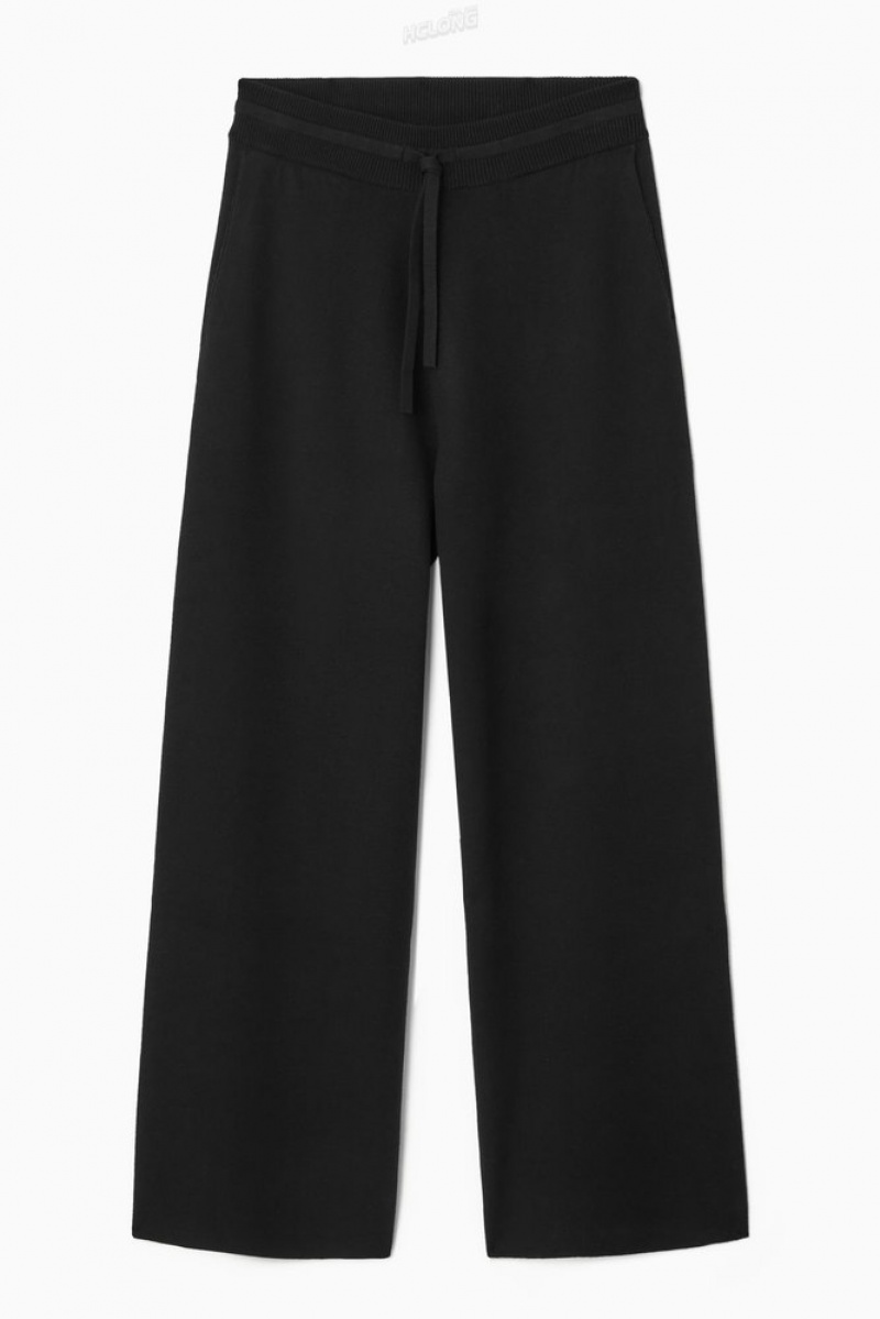 COS Double-Faced Knitted Joggers Women's Pants Black | QJ54-P5CF