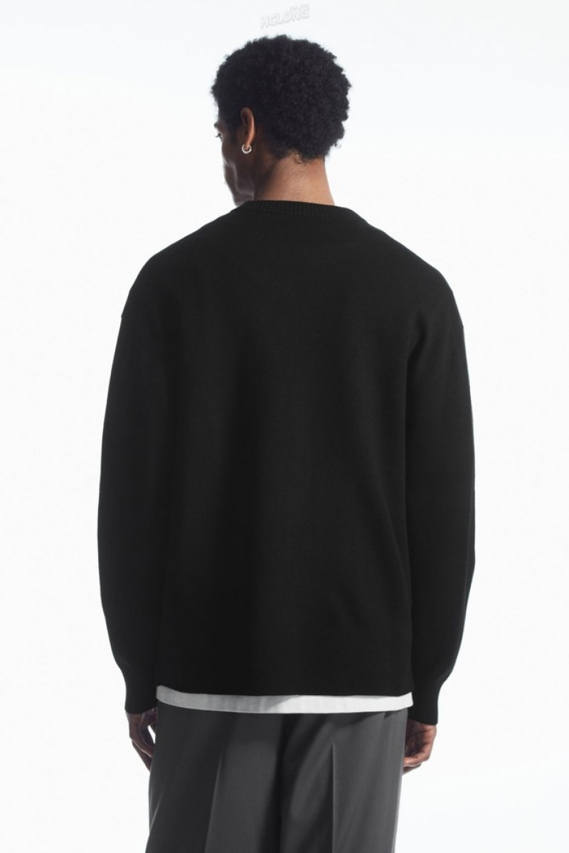 COS Double-Faced Merino Wool Jumper Men's Knitwear Black | GL07-L5RZ