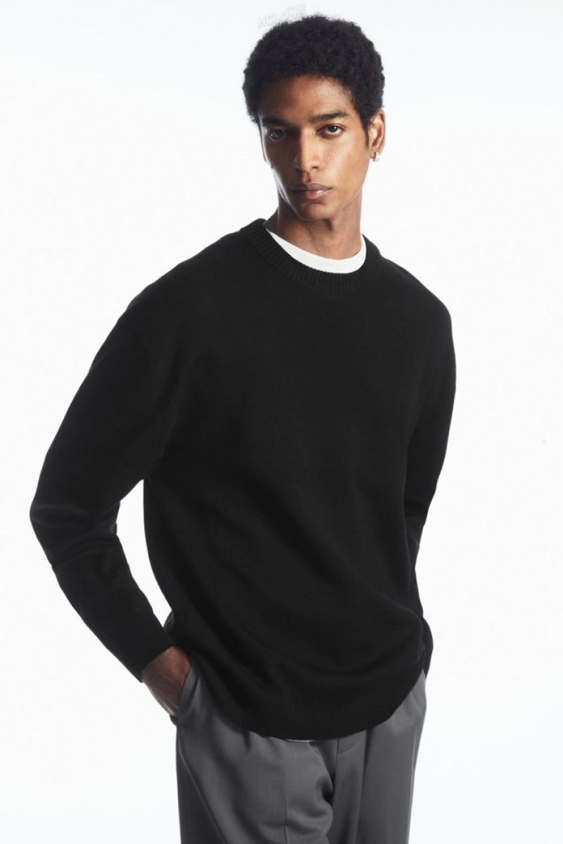 COS Double-Faced Merino Wool Jumper Men's Knitwear Black | GL07-L5RZ