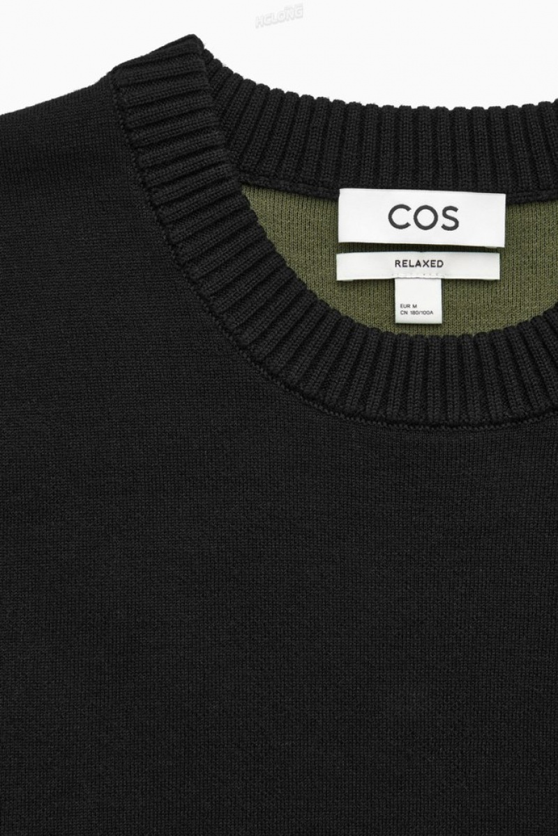 COS Double-Faced Merino Wool Sweater Men's Sweaters & Cardigans Black | MX18-K0JX