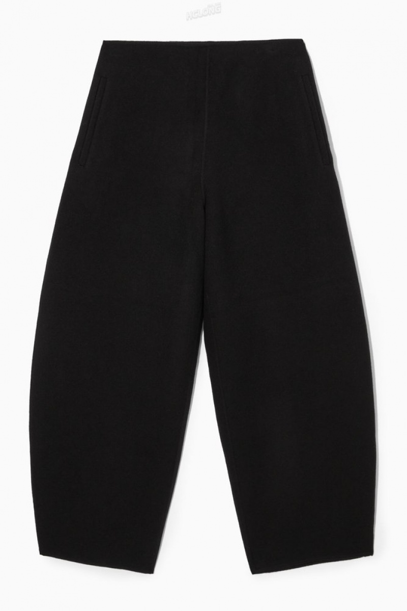 COS Double-Faced Wool Balloon-Leg Pants Women's Pants Black | NK82-J6QR