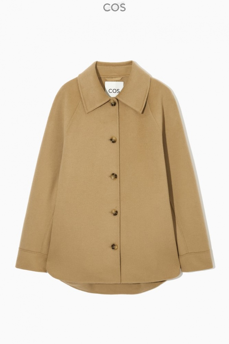 COS Double-Faced Wool Jacket Women's Coats & Jackets Beige | ZY46-E4JQ