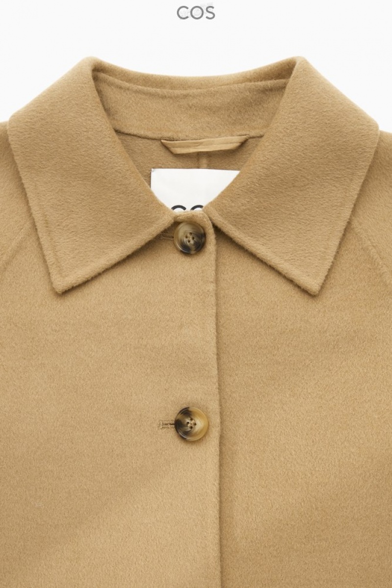 COS Double-Faced Wool Jacket Women's Coats & Jackets Beige | ZY46-E4JQ