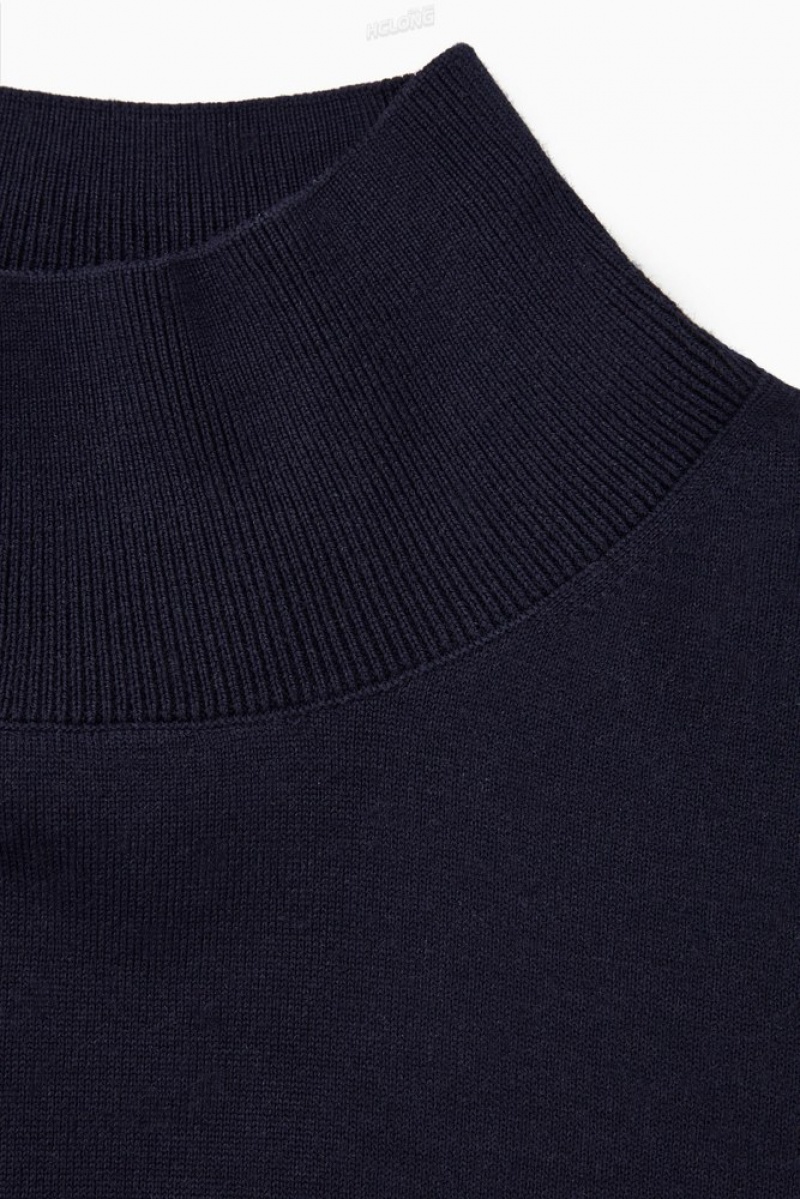 COS Double-Faced Wool Turtleneck Sweater Women's Sweaters & Cardigans Dark Navy | CB81-J1EW