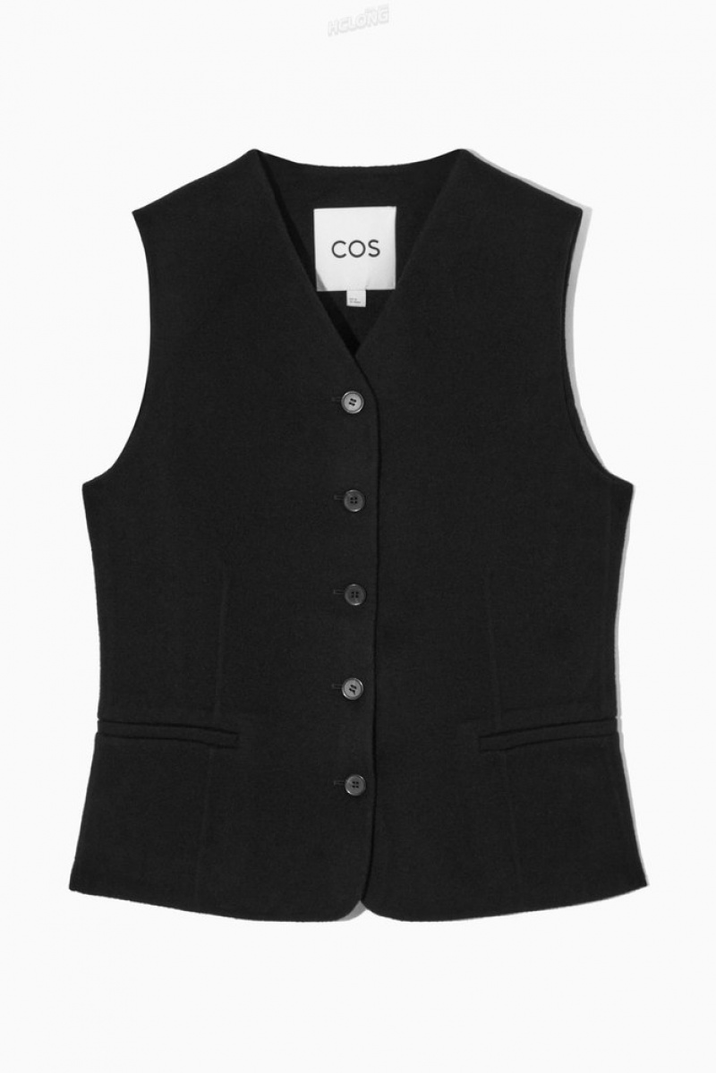 COS Double-Faced Wool Waistcoat Women's Blazers & Tailoring Black | NH13-I8NY