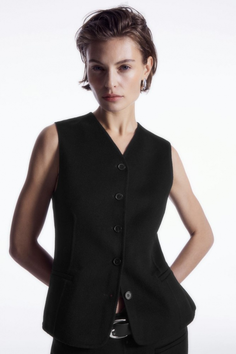 COS Double-Faced Wool Waistcoat Women\'s Blazers & Tailoring Black | NH13-I8NY