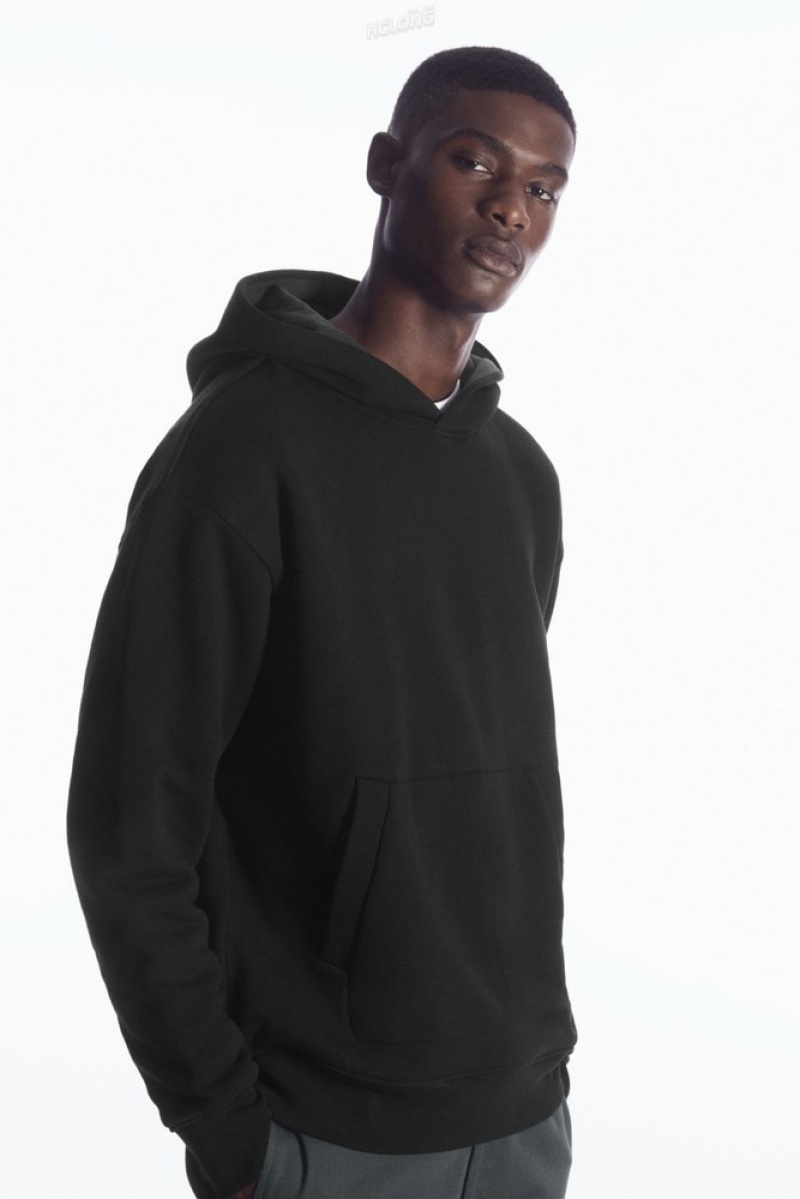 COS Double-Layered Jersey Hoodie Men's Sweatshirts & Hoodies Black / Grey | DQ08-Z0FZ