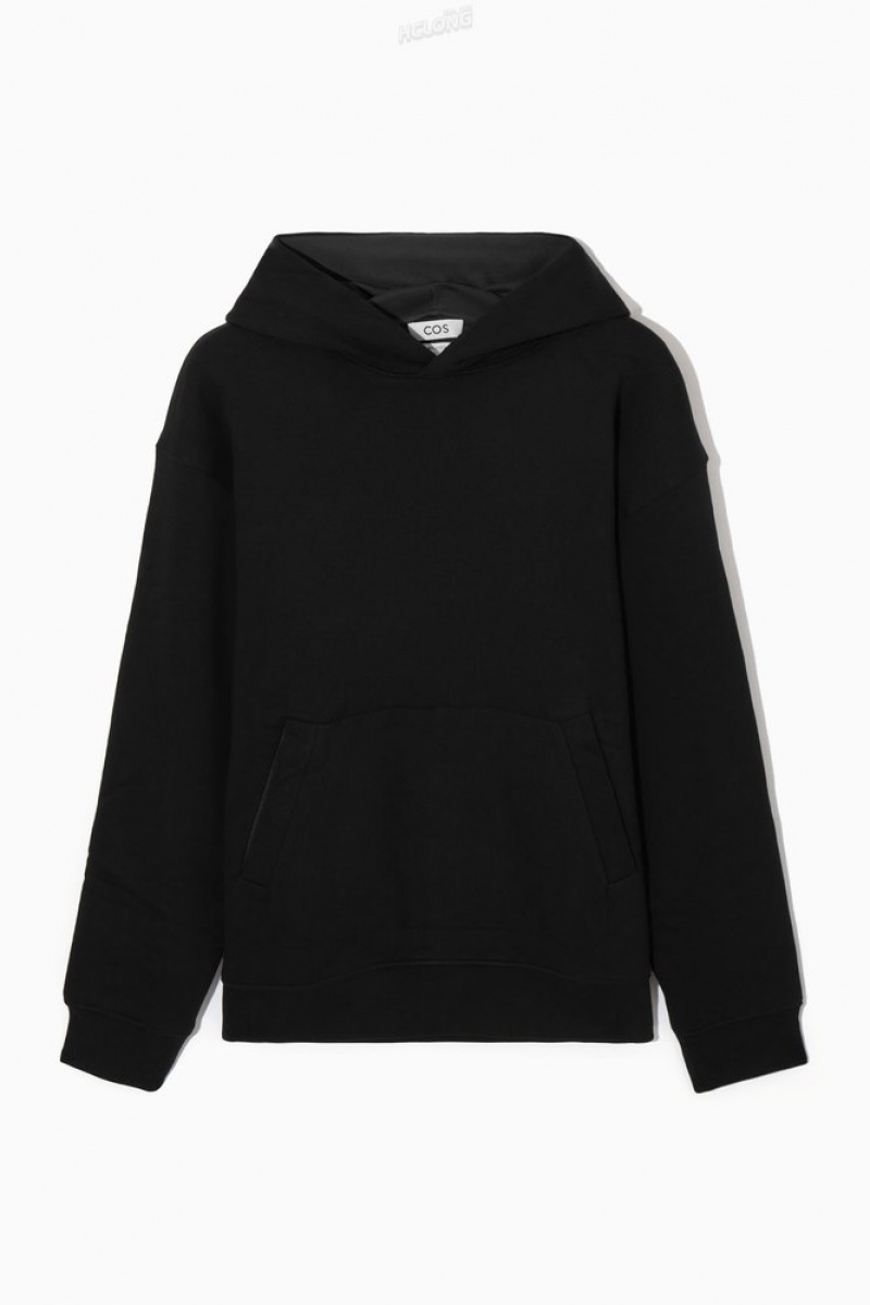 COS Double-Layered Jersey Hoodie Men's Sweatshirts & Hoodies Black / Grey | DQ08-Z0FZ