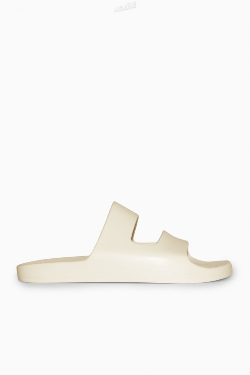 COS Double-Strap Rubber Slides Men's Slides Cream | WO40-K6TY