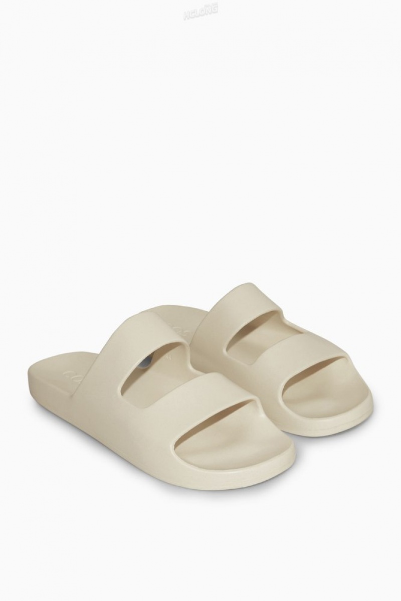 COS Double-Strap Rubber Slides Men's Slides Cream | WO40-K6TY