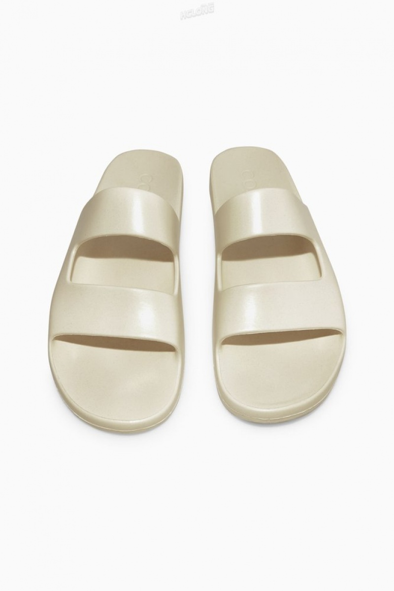 COS Double-Strap Rubber Slides Men's Slides Cream | WO40-K6TY