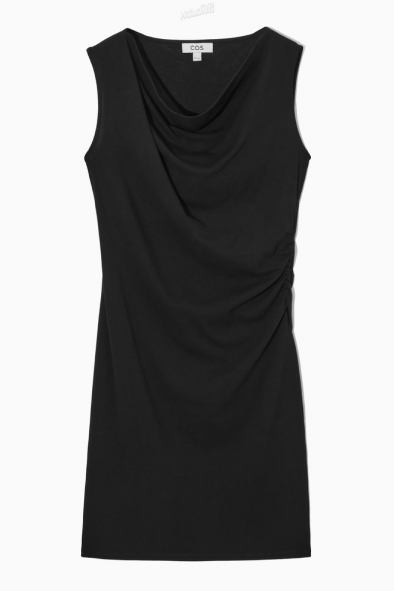 COS Draped Sleeveless Dress Women's Dresses Black | LA59-V4TT