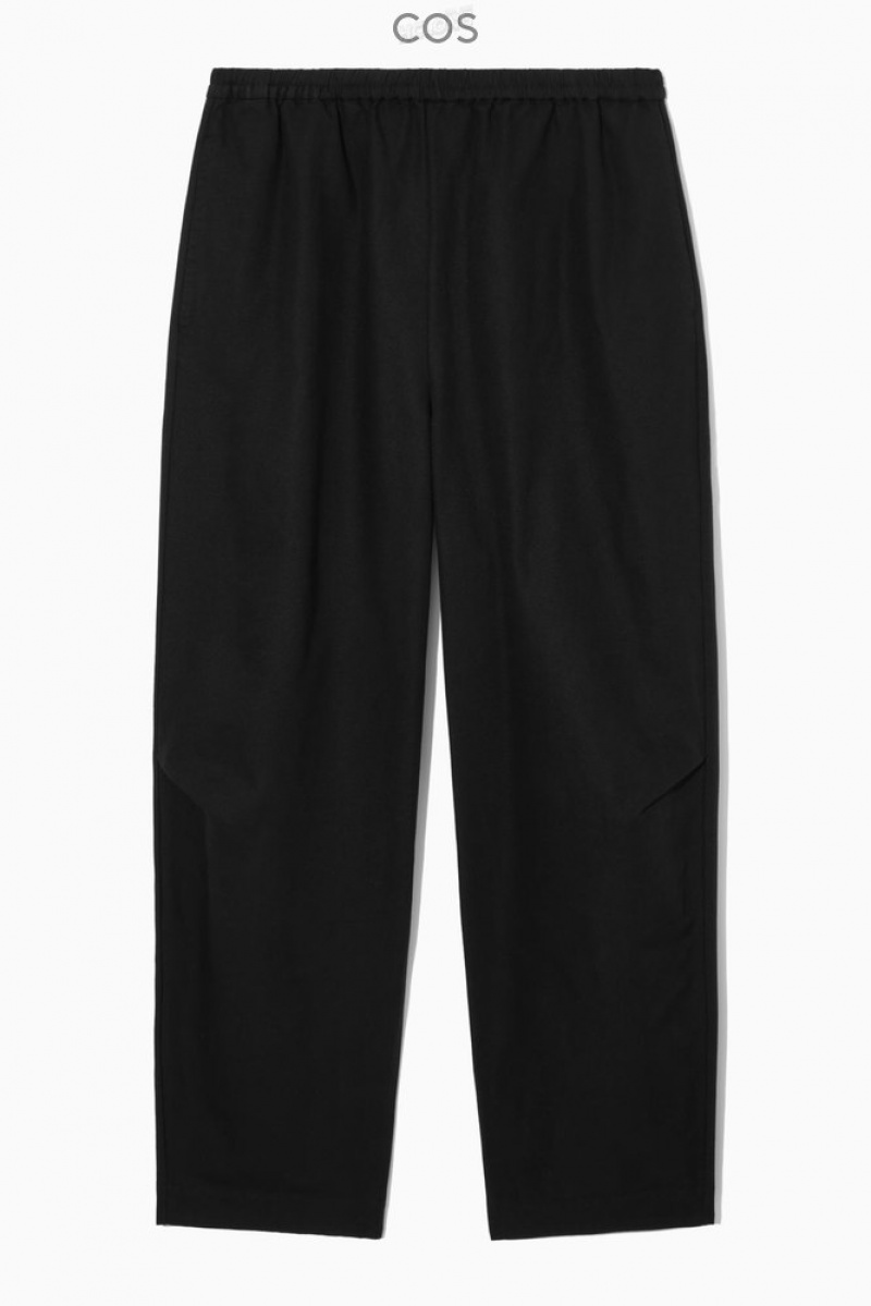 COS Elasticated Barrel-Leg Trousers Women's Trousers Black | QP93-F3YK