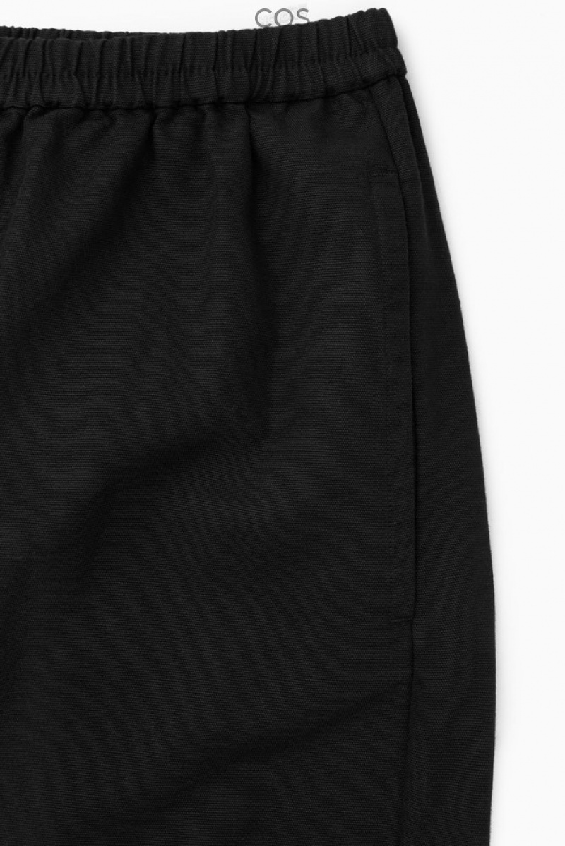 COS Elasticated Barrel-Leg Trousers Women's Trousers Black | QP93-F3YK