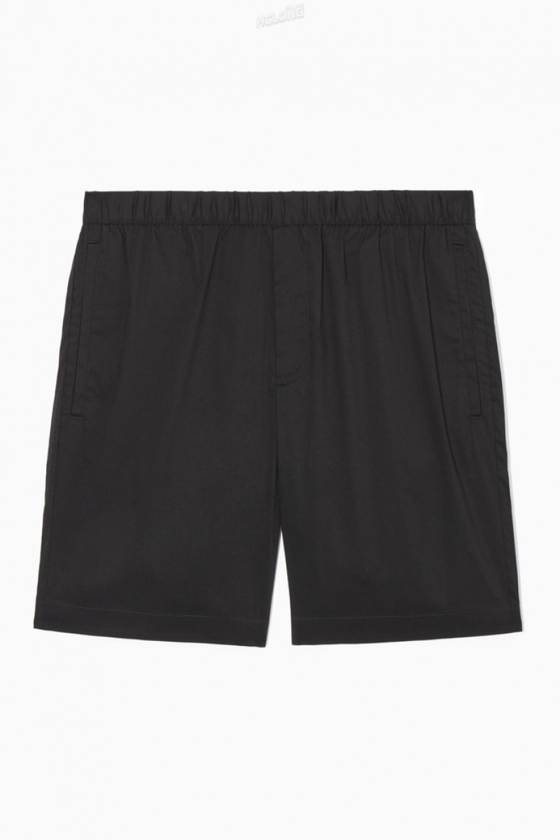 COS Elasticated Cotton-Blend Shorts Men's Shorts Black | BL26-D5WV