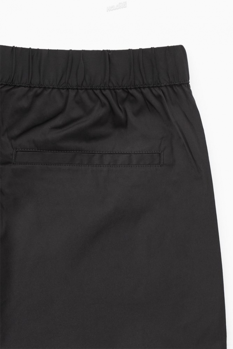 COS Elasticated Cotton-Blend Shorts Men's Shorts Black | BL26-D5WV