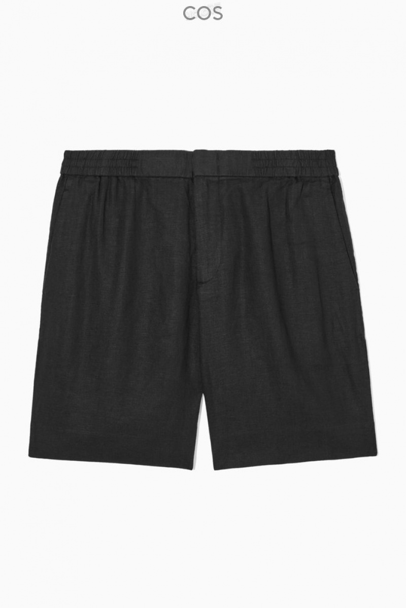 COS Elasticated Linen Shorts Men's Shorts Navy / Rust / Printed | UO51-X3OO