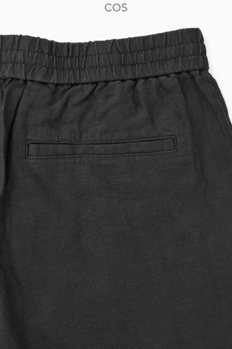 COS Elasticated Linen Shorts Men's Shorts Navy / Rust / Printed | UO51-X3OO