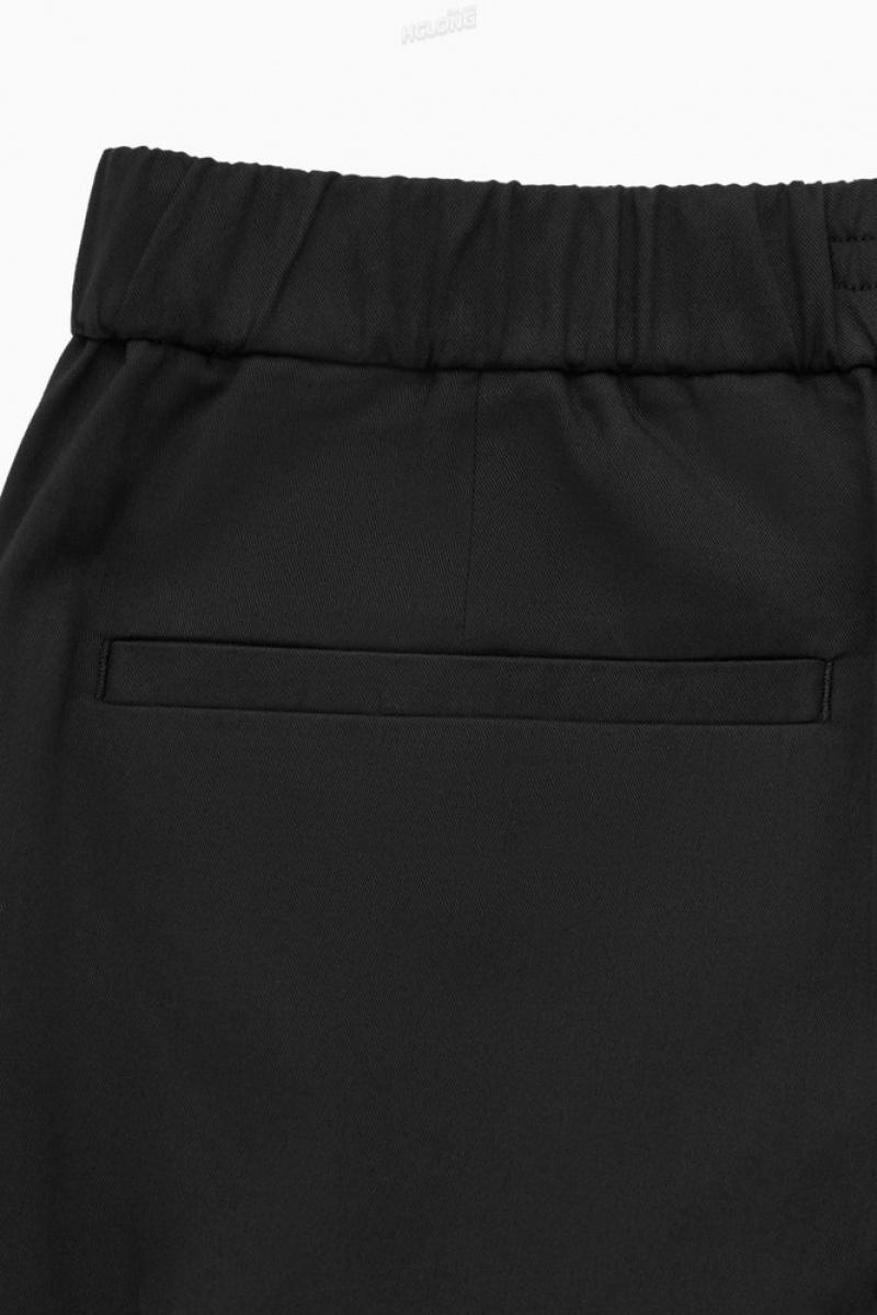 COS Elasticated Tapered Twill Pants Men's Pants Black | WK20-K2PT