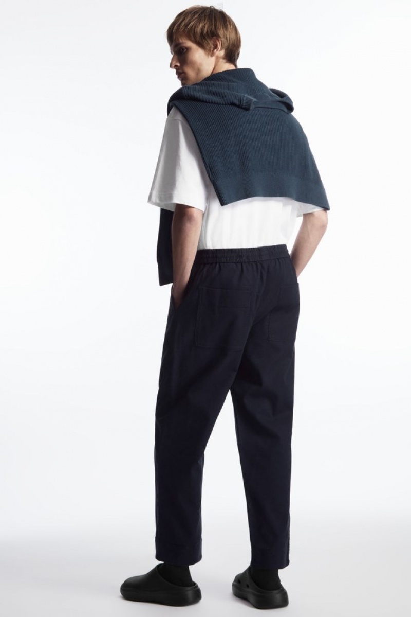 COS Elasticated Twill Pants Men's Pants Off-White | YM66-W4QR