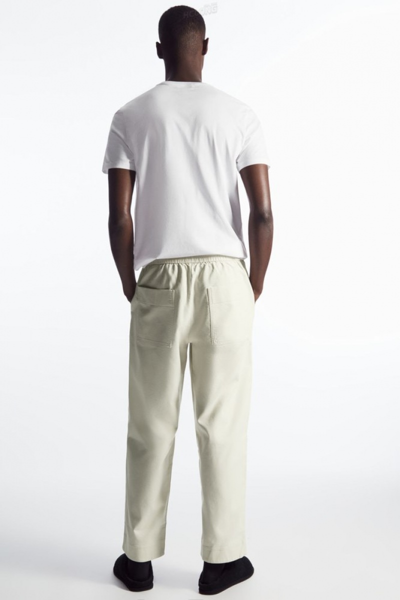 COS Elasticated Twill Pants Men's Pants Off-White | BJ18-U5MR